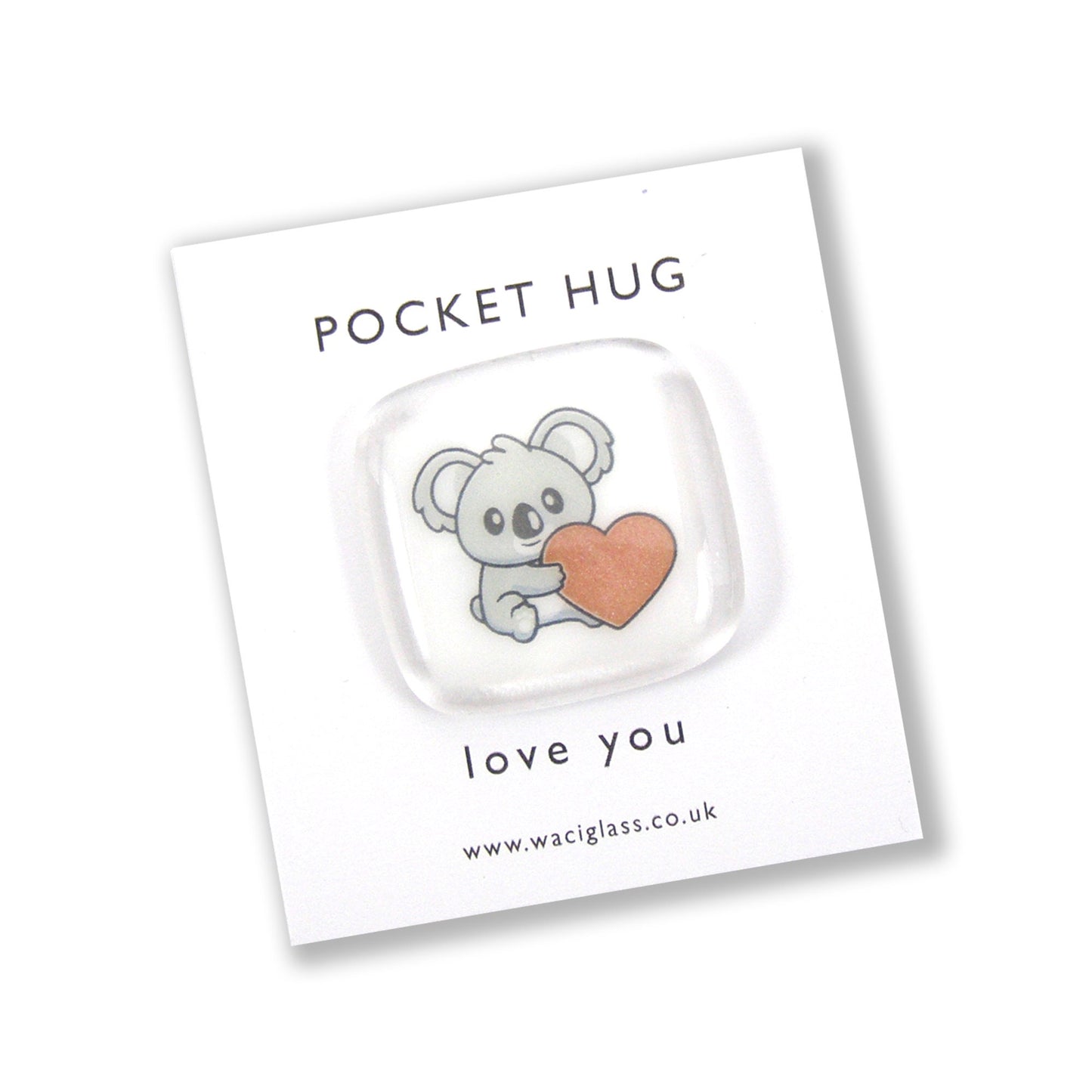 Koala Pocket Hug Fused Glass, hugs, love you, thinking of you, miss you, you are amazing, NHS, key worker, friendship gift, pocket pebble