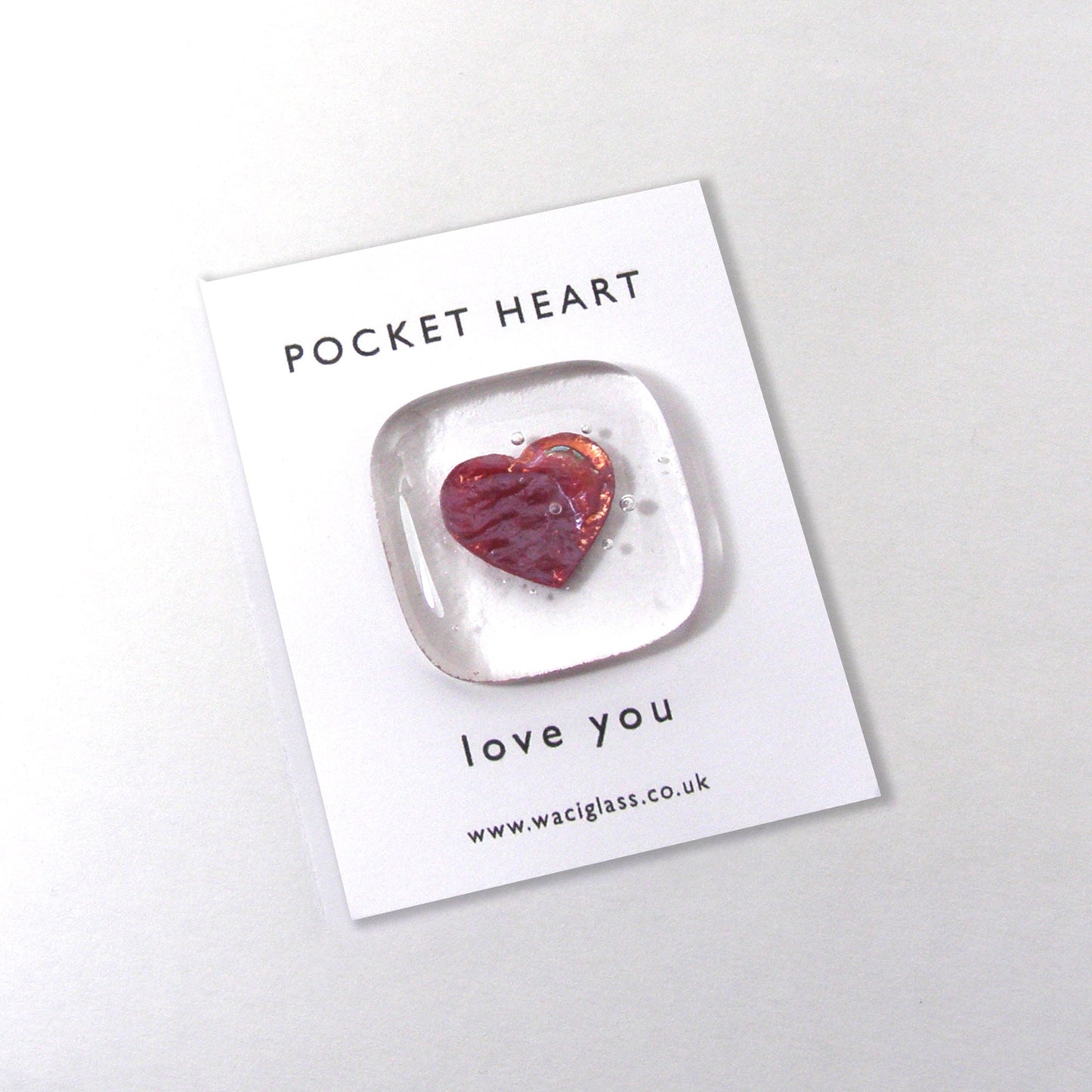 Fused Glass Heart Pocket token hugs love you miss you, you are amazing, keepsake, friendship, birthday, gift for her, co-worker, pocket gift